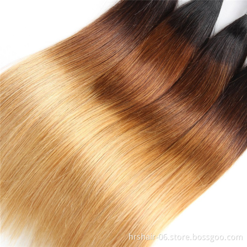 Ombre Brazilian Human Hair Bundle Light Brown 1B 4 27 Straight Hair Weave Extensions Hair Human Extension
